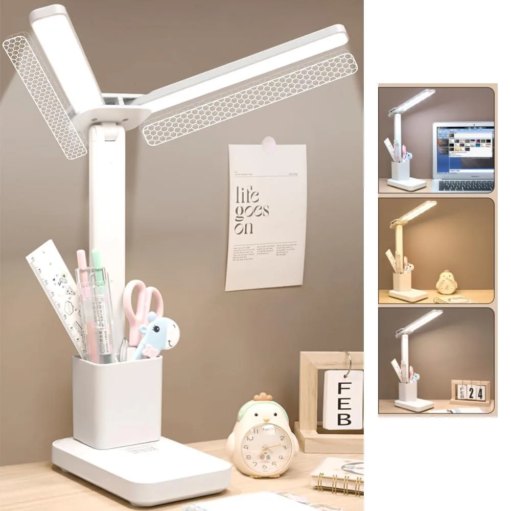 Small painted desk lamp with flexible gooseneck and USB-C port