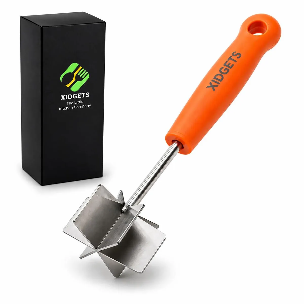 Stainless steel 6-blade mini chopper with ergonomic handle, 7 inches long