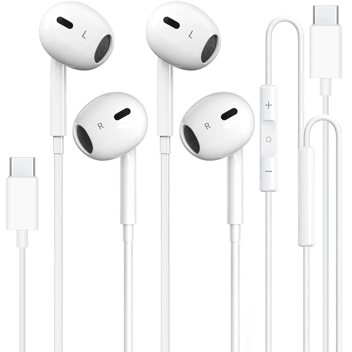 SuperTooth 2-Pack USB-C Wired Earbuds with Mic &amp; Remote Black — product photo