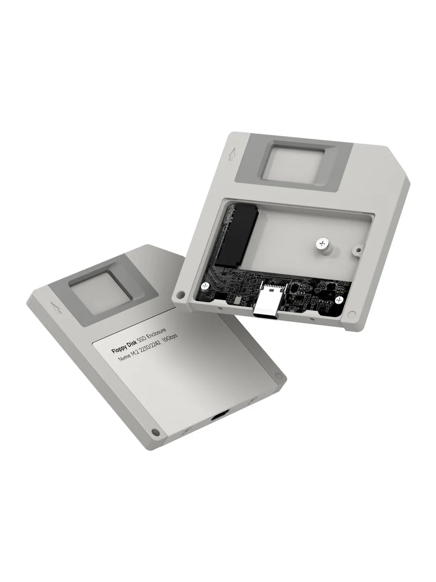 Shanghai Xinxie Industrial Co., Ltd. Shanghai Xinxie Industrial Co., Ltd. 2 in 1 accessory Floppy Disk Style NVMe 2230/2242 enclosure Grey — product photo