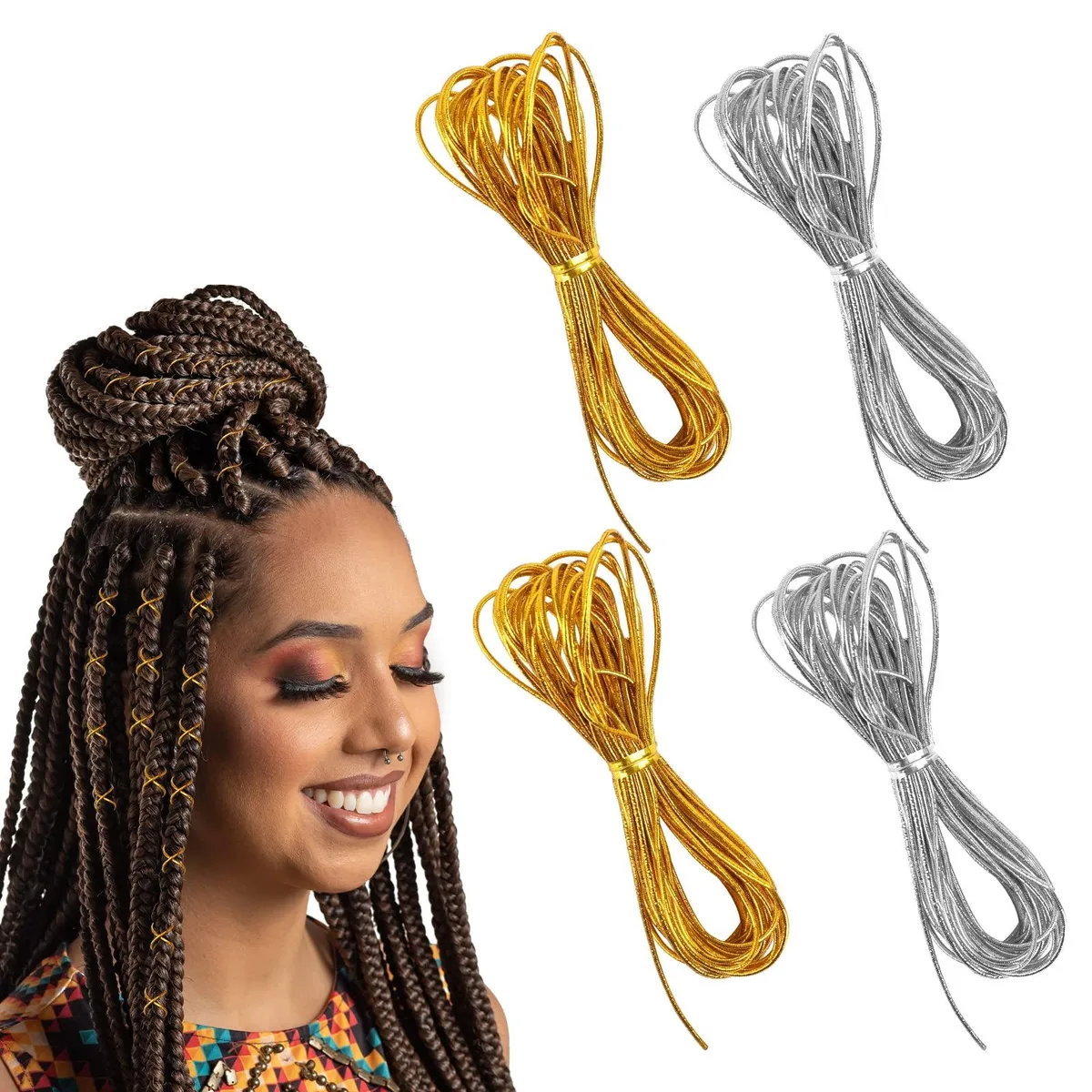  Sliverdew 53131600 Gold Hair Braiding String 4 × 5 m — product photo