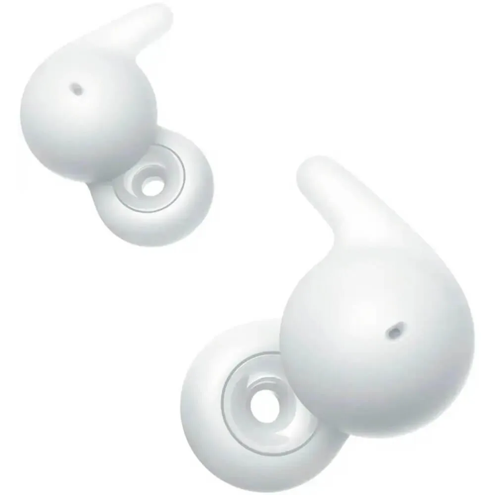 White open-ring true wireless earbuds with Air Fitting Supporters in charging case