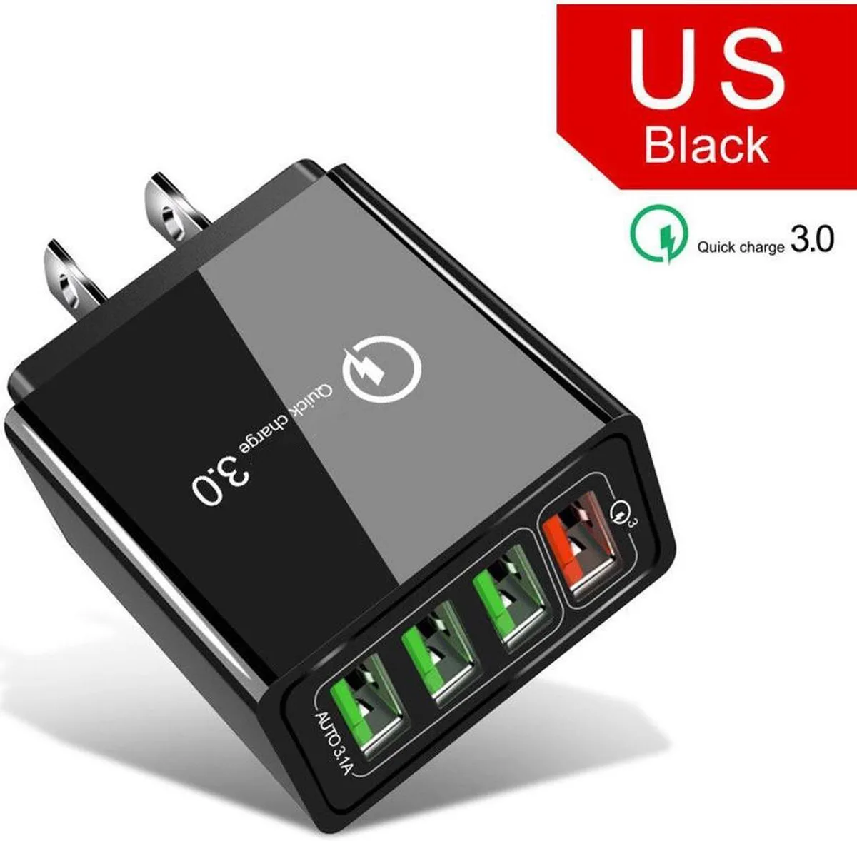 Aomoproing Aomoproing 48W 4-Port USB Charger QC3.0 Black — product photo