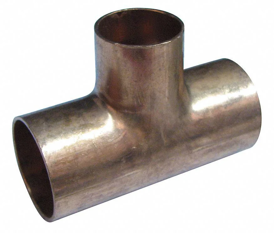 Copper reducing tee with three sweat connections, wrot copper finish