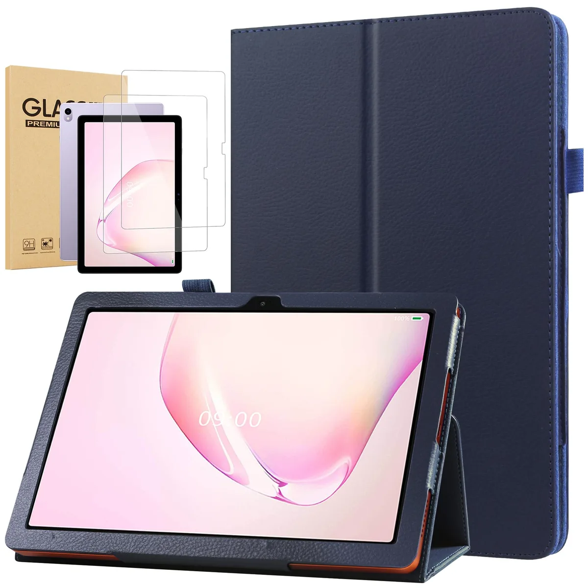 anicestore anicestore 2024 Case for ONN 10.1" Tablet (2024 Model) Dark Blue with 2 Tempered Glass — product photo