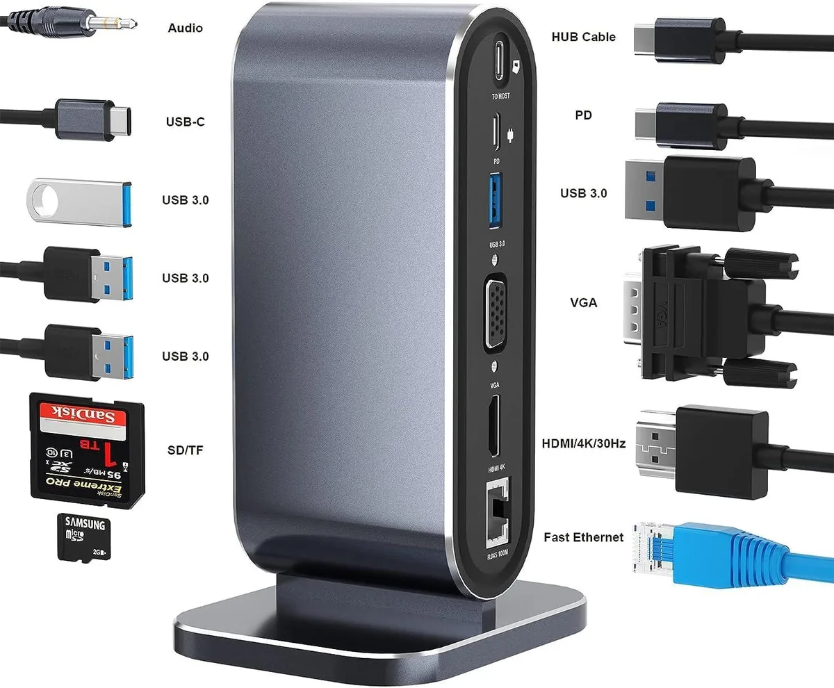 ESTONE ESTONE BYL-2201 12-in-1 USB-C Vertical Docking Station Gray — product photo