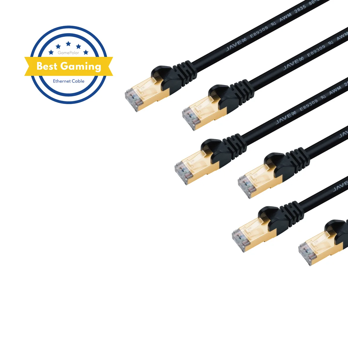 JAVEX JAVEX Cat7 Ethernet Cable 5 ft 6 Pack Black — product photo