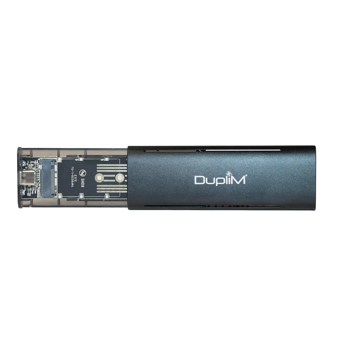 DupliM Inc DupliM Inc M.2 NVMe SATA SSD Enclosure USB 3.2 20Gbps M-Key d/B+M — product photo