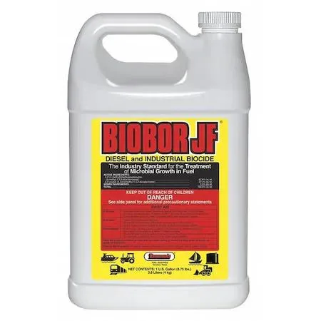 Yellow liquid diesel additive in a one gallon jug