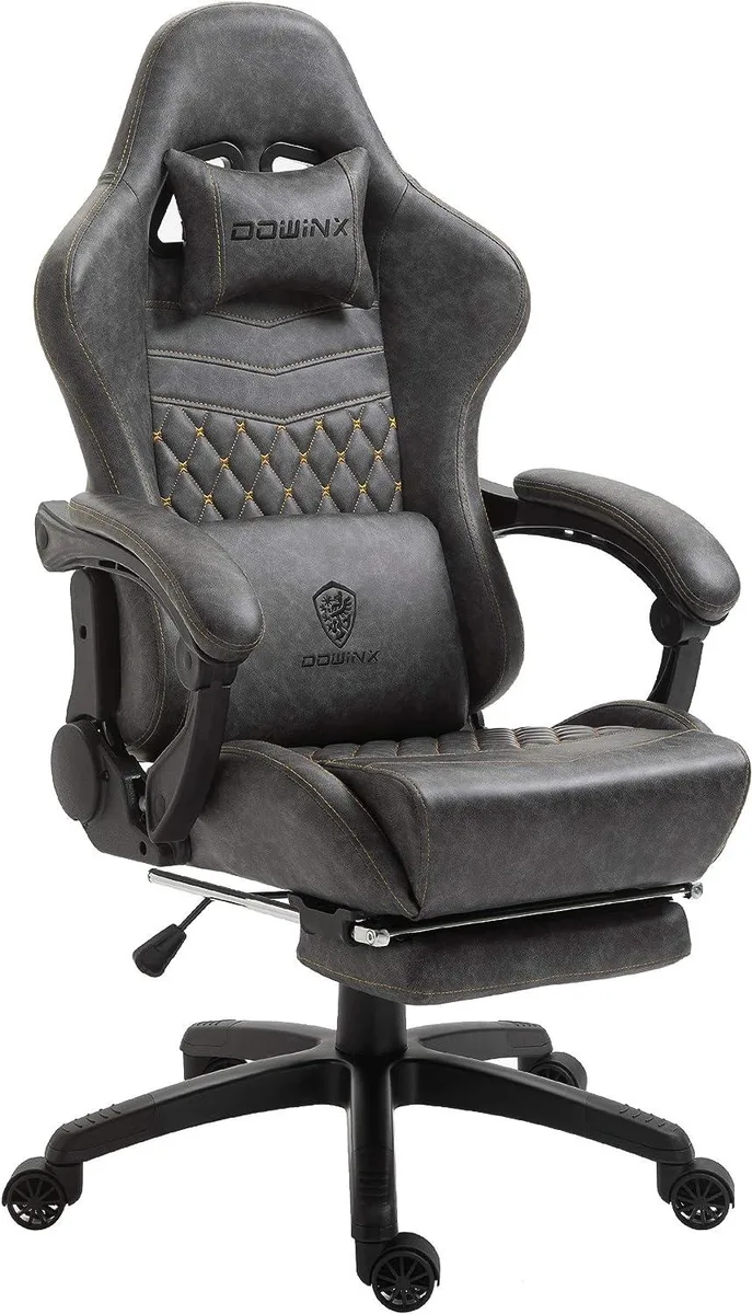 PISKEKAT PISKEKAT Gaming Office Chair with Massage Lumbar Support Light Grey — product photo