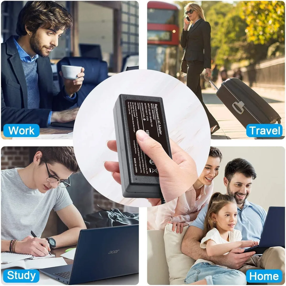 GCROWN GCROWN 45W USB-C Chromebook Charger HP Dell Lenovo Acer Asus Samsung Google laptop battery — product photo