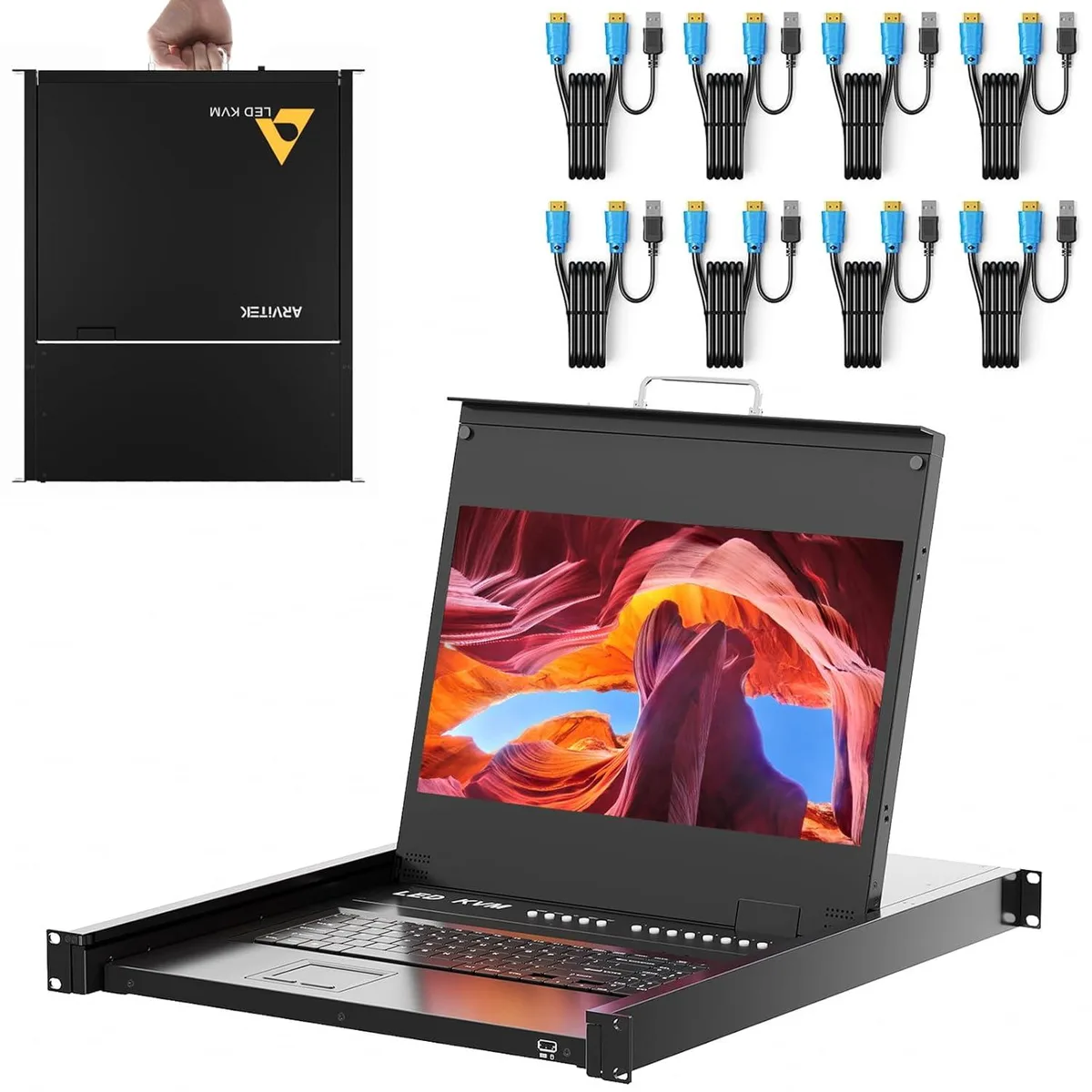 BFKK BFKK 17.3" LCD KVM Switch 8-Port HDMI 1U Rack Mount — product photo