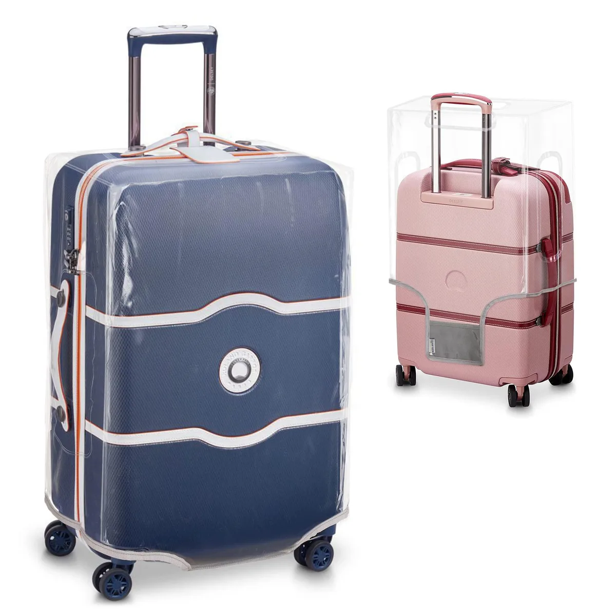 Clear PVC luggage cover 28in with left and right handle openings
