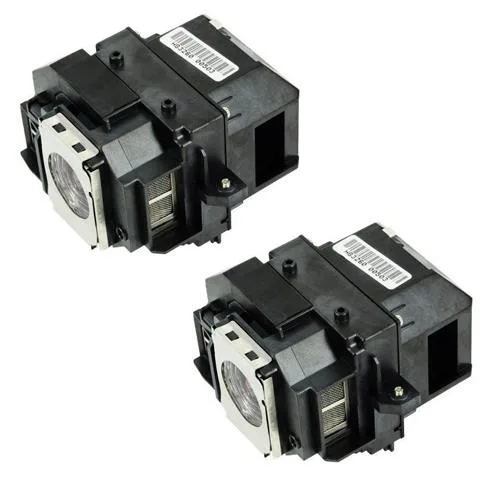 Two new replacement projector lamps in clear plastic packaging