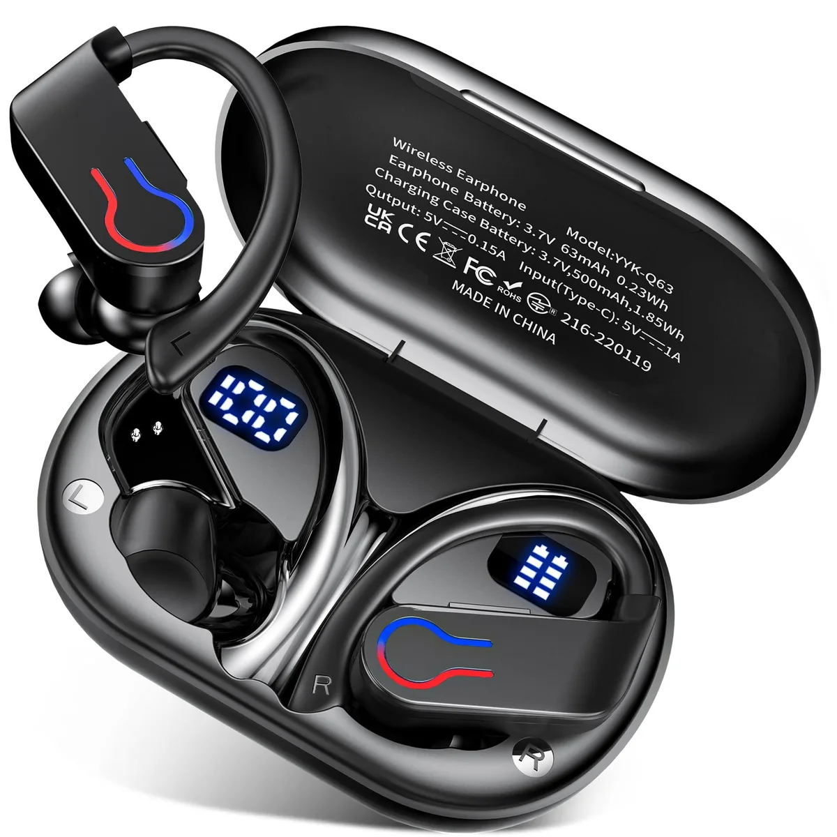 No Sew No Sew FB-YYK-Q63-6 True Wireless Earbuds Bluetooth 6.1 120hrs 16.2mm Gloss Black — product photo