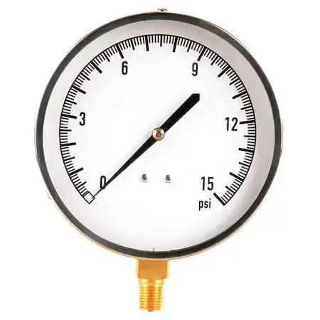 Value Brand Value Brand Industrial Pressure Gauge 0 to 15 psi 4 1/2 in Dial 1/4 in NPT — product photo