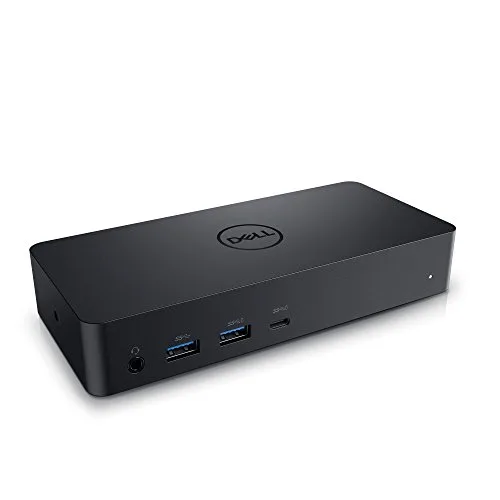 Rectangular black Dell D6000 dock with front USB ports