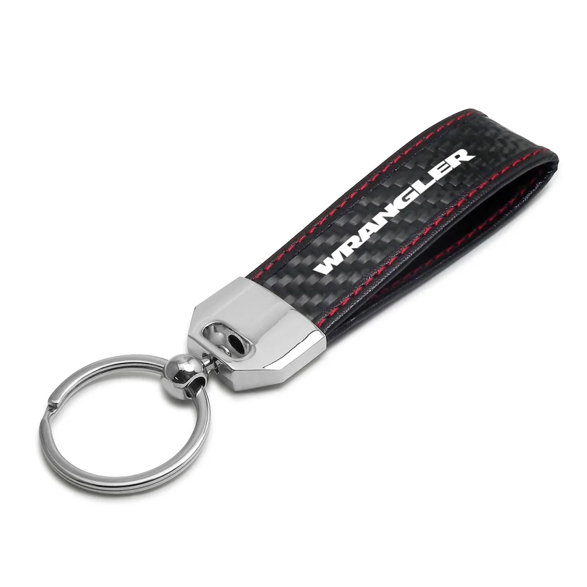 iPick Image, LLC iPick Image, LLC Jeep Wrangler Carbon Fiber Loop Strap Key Chain Red Stitching — product photo