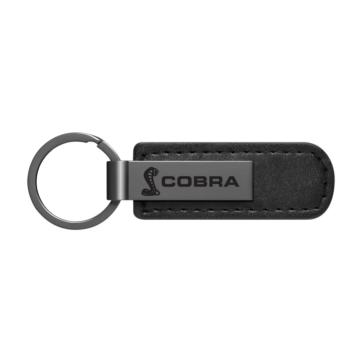 iPick Image, LLC iPick Image, LLC Ford Cobra Gunmetal Black Metal Plate PU Leather Strap Key Chain car electronics accessory — product photo