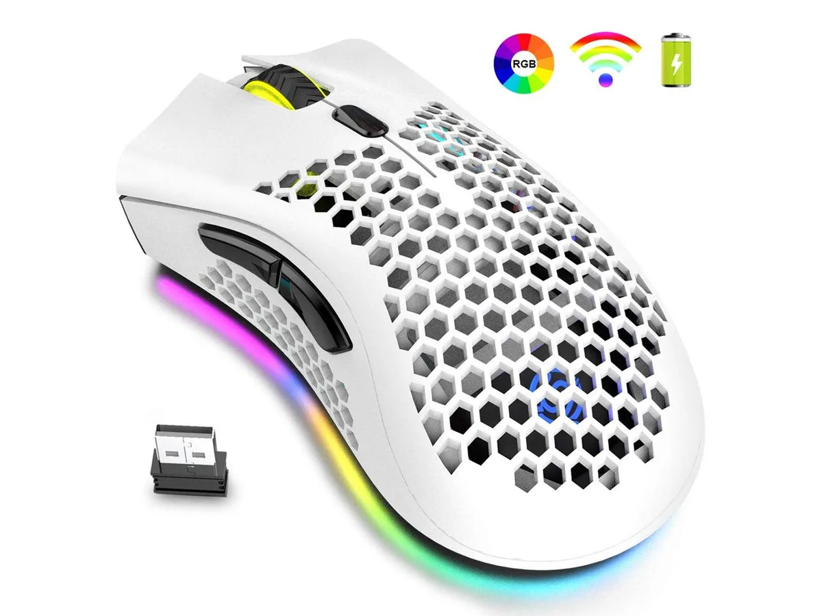 KEHIPI KEHIPI Wireless Gaming Mouse White 93g 800-1600 DPI 2.4GHz 500mAh — product photo