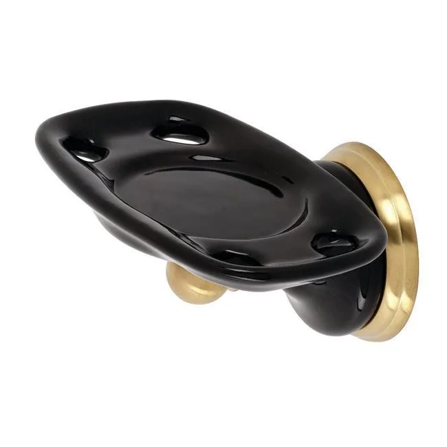 Brushed brass wall-mounted soap dish with rectangular holder