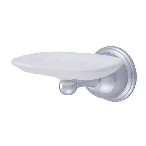 Wall-mounted brass soap dish with polished chrome finish