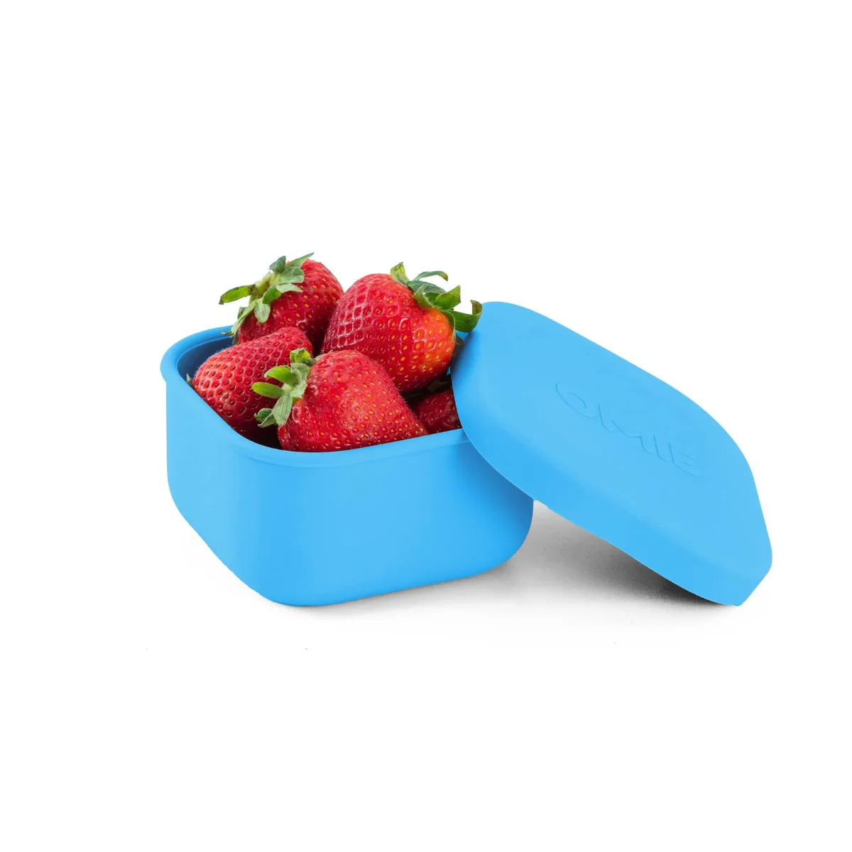 Red silicone snack container with lid, 9.4 ounces