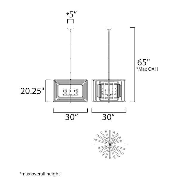 Maxim Mfg. Maxim Mfg. Radial 5-Light 30" Polished Nickel / Black Pendant — product photo