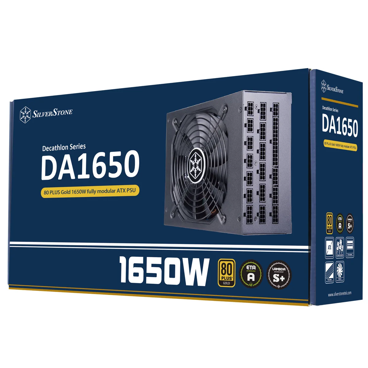 SilverStone DA1650 1650W fully modular ATX PSU in black enclosure with 135mm fan