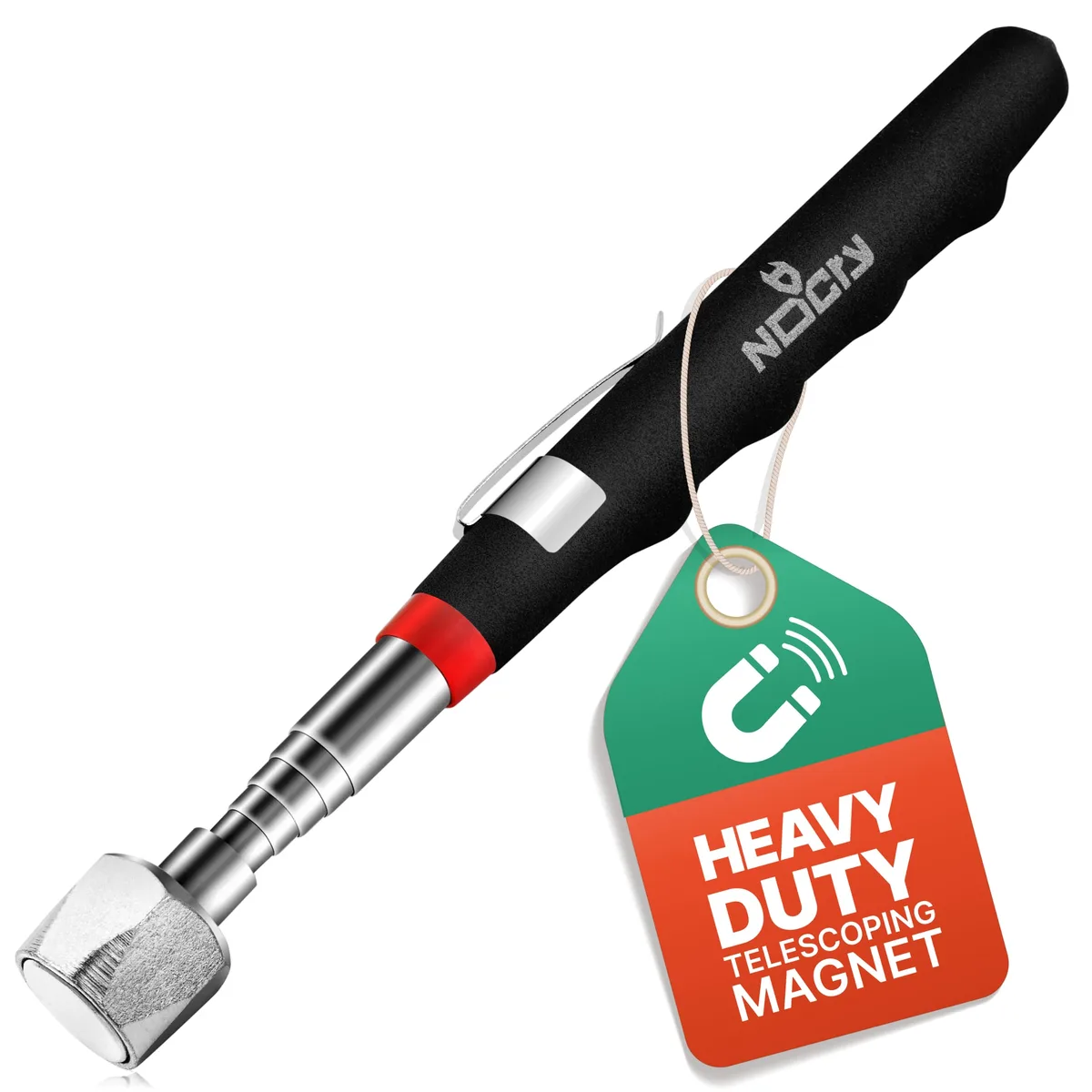 WORKPRO telescoping magnetic pickup tool, stainless steel shaft extends to 30in, .87in head, rubber grip
