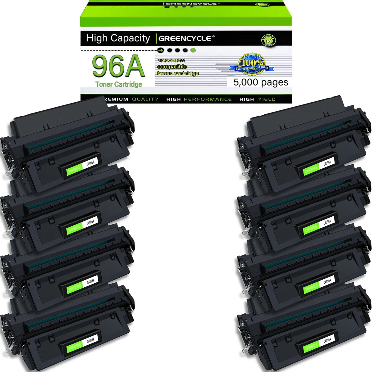 GREENCYCLE GREENCYCLE 96A Compatible Black Toner Cartridge 8 Pack — product photo