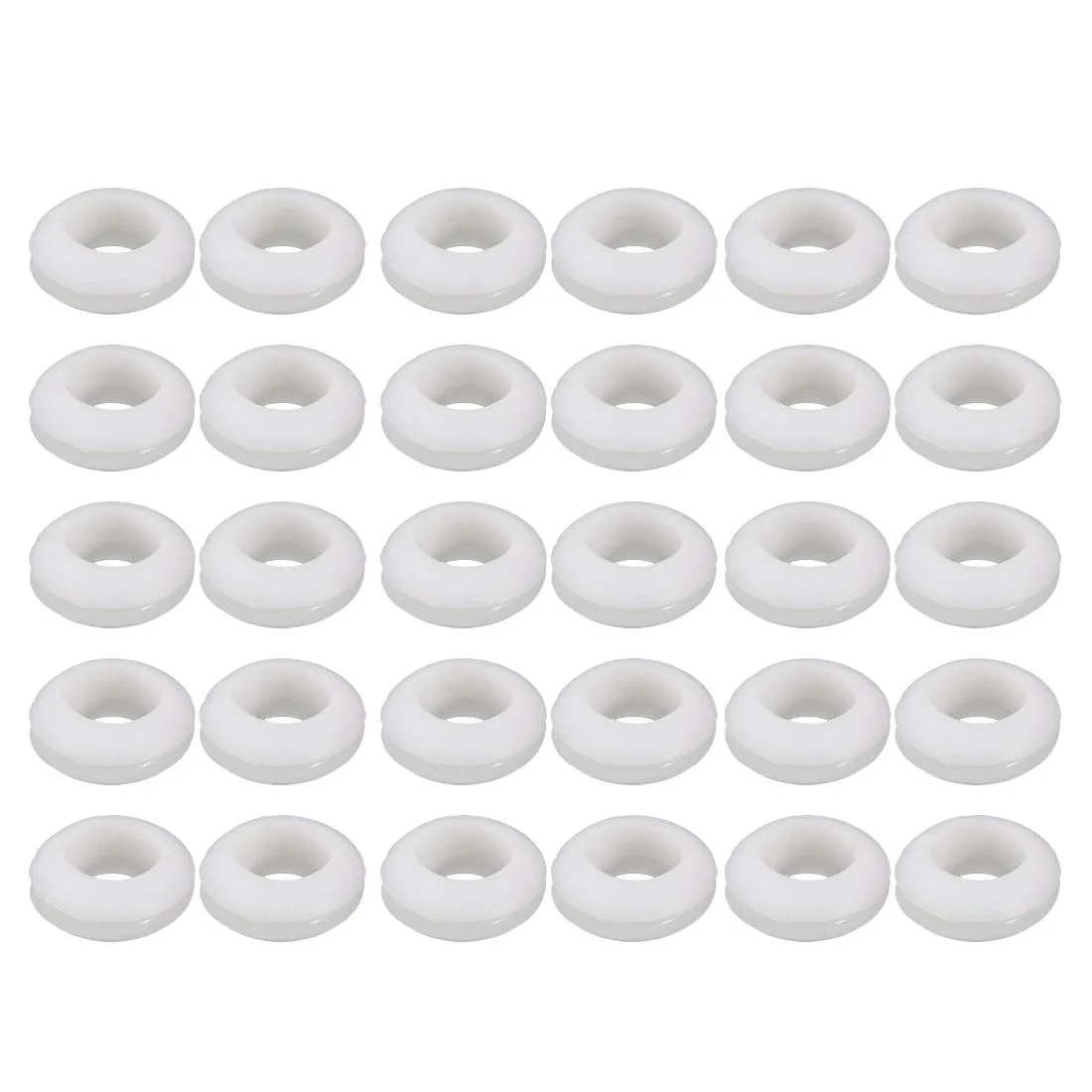 Thirty white rubber grommets, double-sided, 14mm inner diameter, 22mm outer diameter