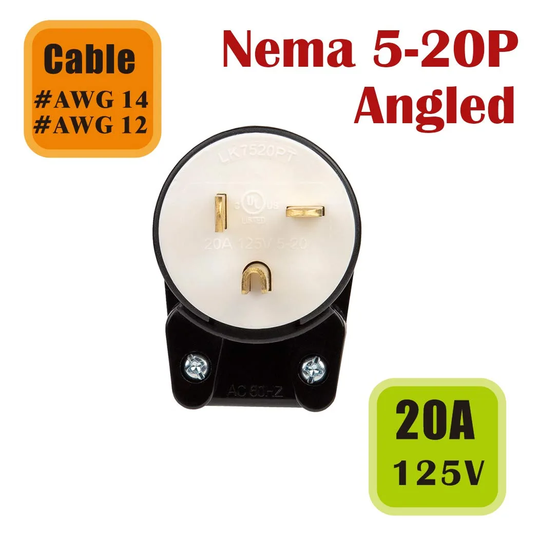TeKit TeKit 5-20P Angled 90 Degree 20A 125V Gender Changer — product photo