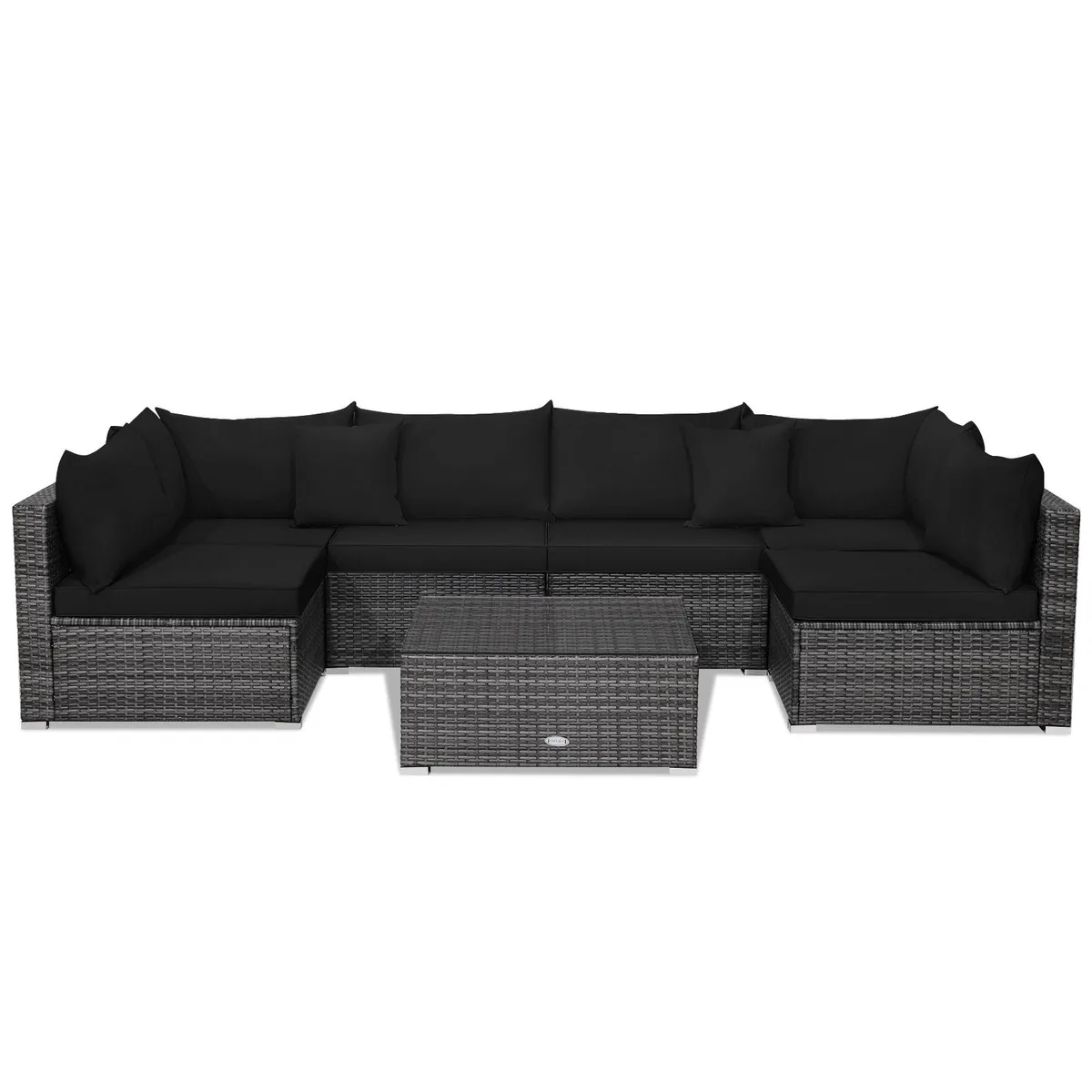 SlickBlue SlickBlue 7-Piece Patio Rattan Furniture Set Black Gray — product photo