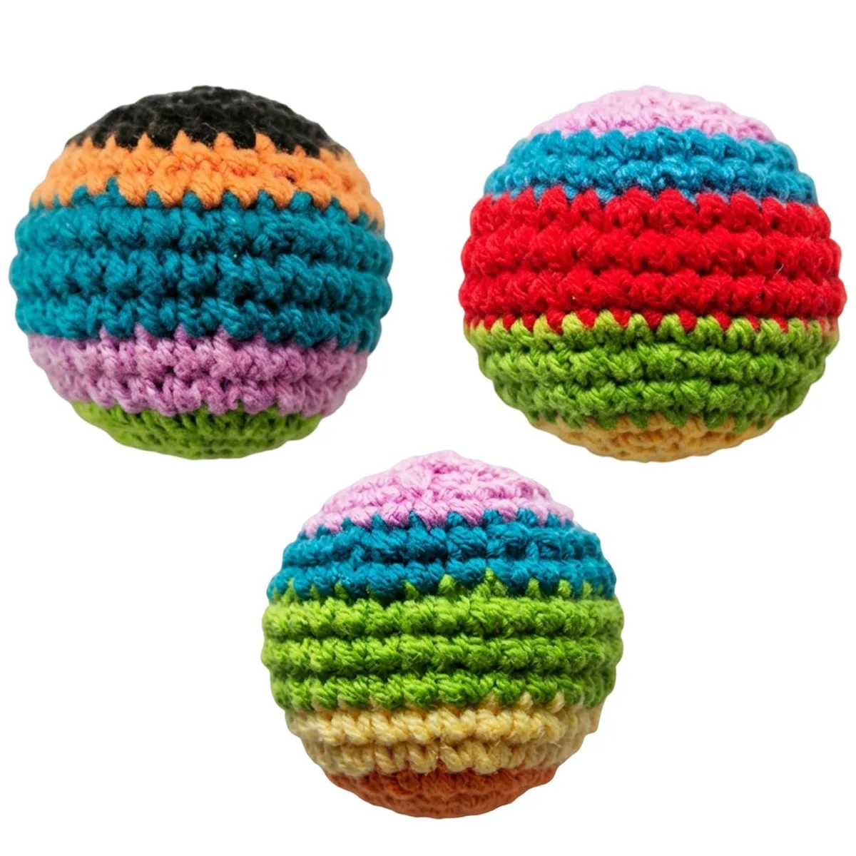 Handmade Crochet Foot Bags for Adults, Assorted Handcrafted Footbag Sacks — product photo