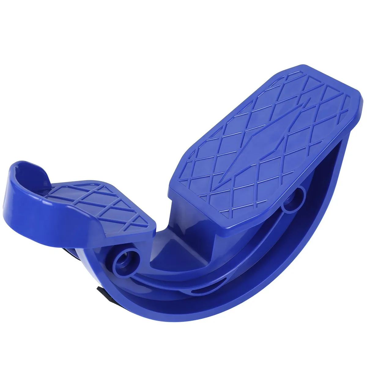 Blue plastic foot rocker with curved base and two non-slip rubber strips