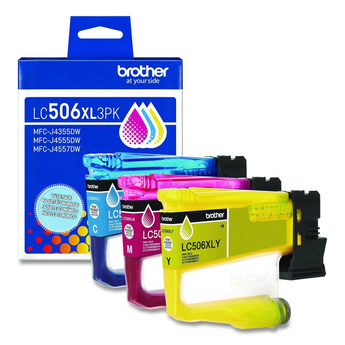 Brother Brother LC506XL High Yield Ink Cartridges Magenta Yellow Cyan 3 Pack — product photo
