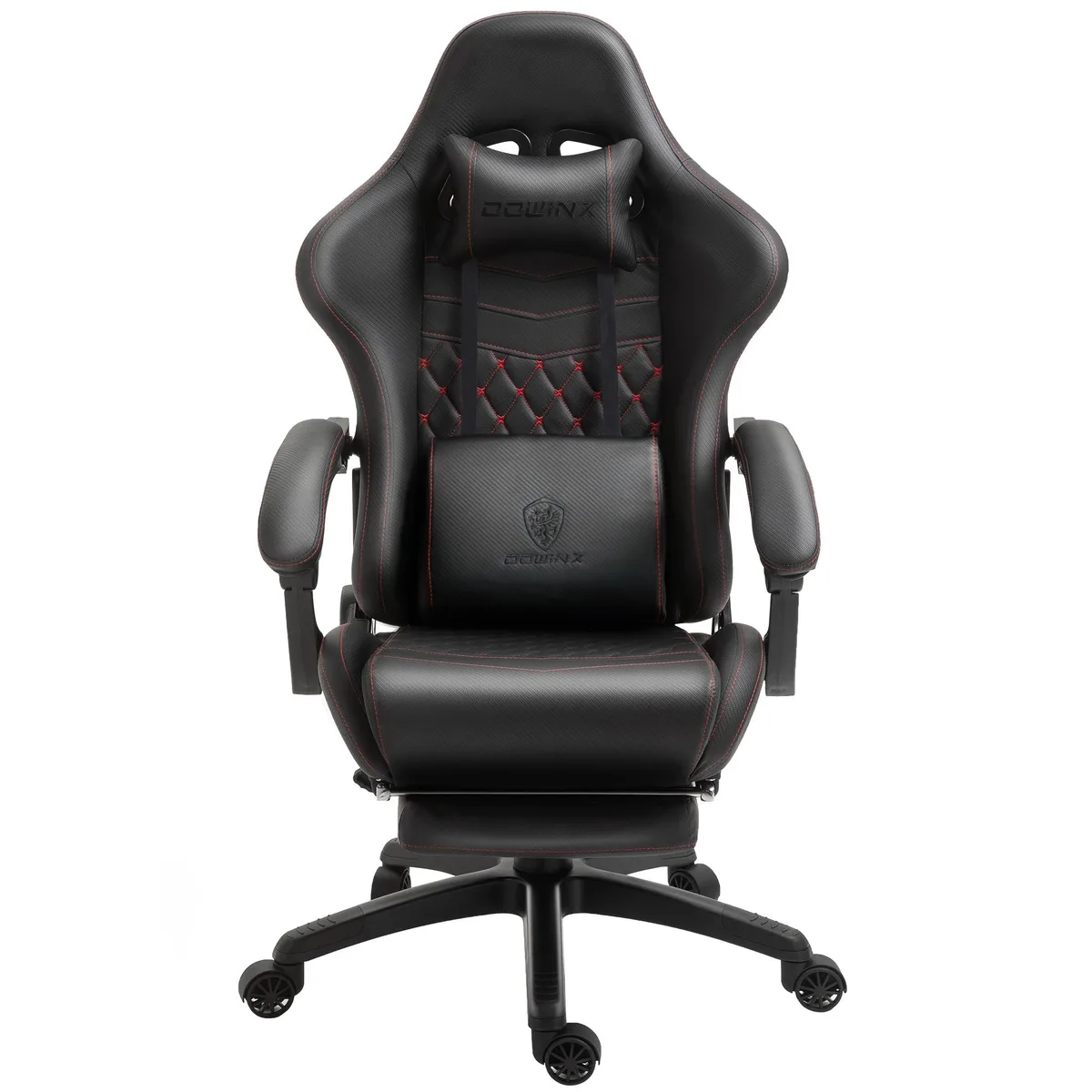 Dowinx Dowinx LS-6689 Gaming Chair, Black PU Leather, 350 lb, 90°-170° Recline, Footrest, Massage Lumbar — product photo