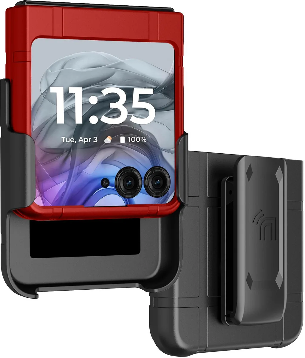 Nakedcellphone Nakedcellphone Hard Case &amp; Belt Clip Holster for Motorola RAZR 2024/2025/2026 Red — product photo