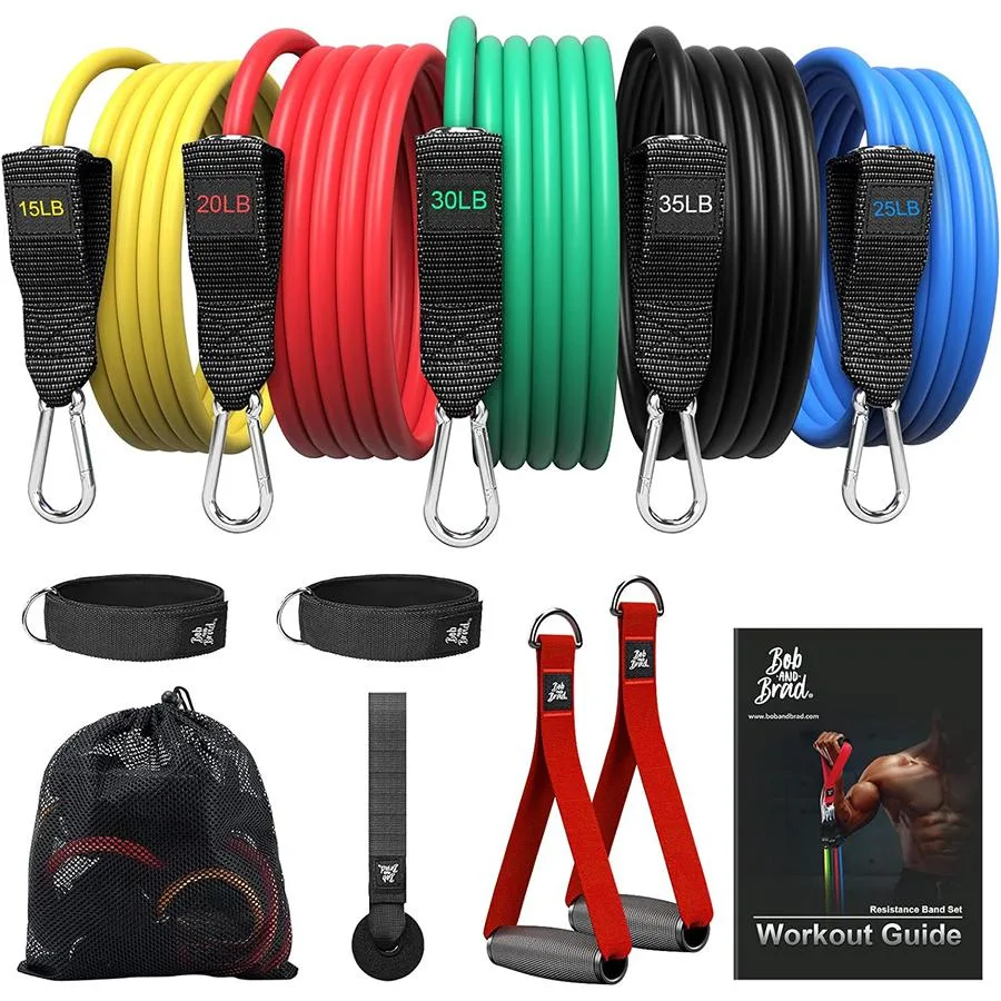 Bob and Brad Bob and Brad LF-021 Resistance Bands Set 5 Tubes 15-35 lbs Stackable 125 lbs 2.36lbs fitness accessory — product photo