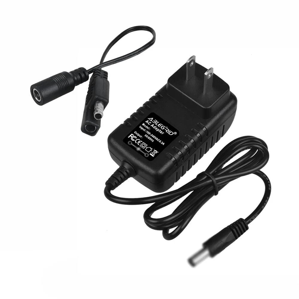Black rectangular AC adapter with barrel tip and detachable mains cable