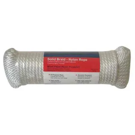 Coiled braided nylon rope, 5/16 inch diameter, 100 foot length