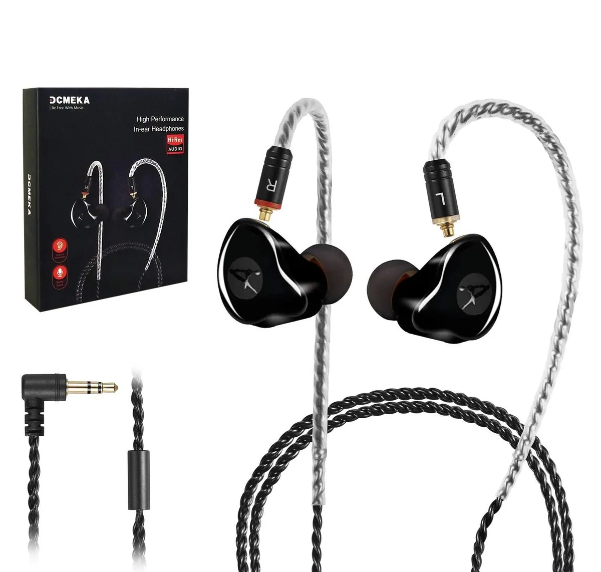  DCMEKA A09 Dual Dynamic Driver IEM Earphones Black 3.5mm 32 ohm — product photo