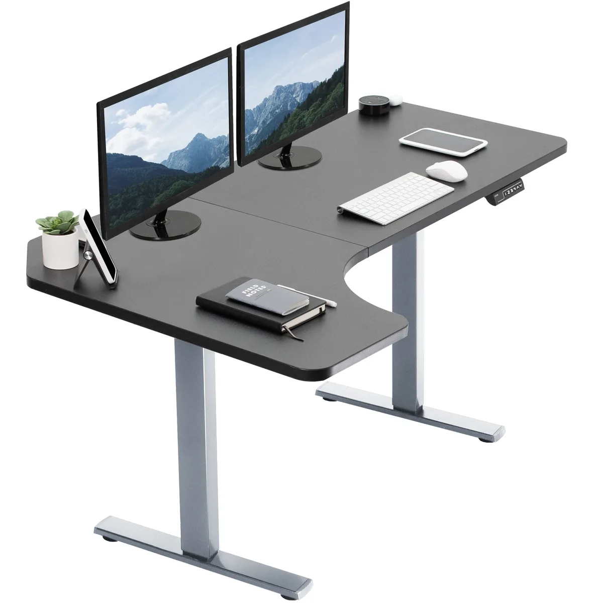 VIVO VIVO Electric Corner Stand Up Desk 58.1 x 35 Black/Gray — product photo