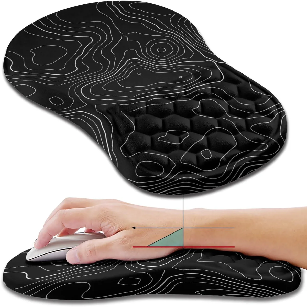 Emerson Emerson Ergonomic Wrist Rest Mouse Pad 11.8x7.9 inch Topographic Contour — product photo