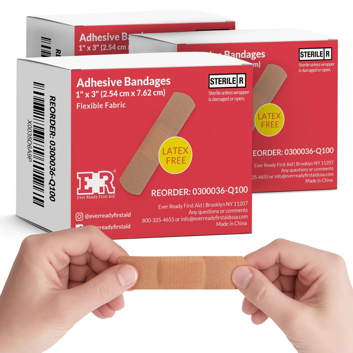  Ever Ready First Aid Fabric Adhesive Bandages 1 x 3 Latex-Free 300 Count — product photo