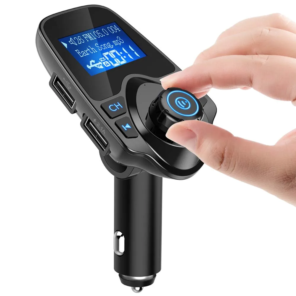 ESTONE ESTONE T11-Black Car FM Transmitter 1.44" Display 5V 2.1A — product photo