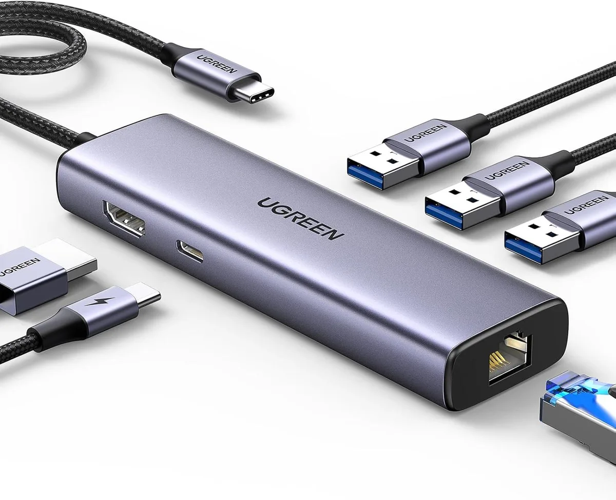 MCHOSE MCHOSE Revodok 6 in 1 USB C Hub Gigabit Ethernet Adapter with 4K HDMI 100W PD Charging USB A Data Ports — product photo