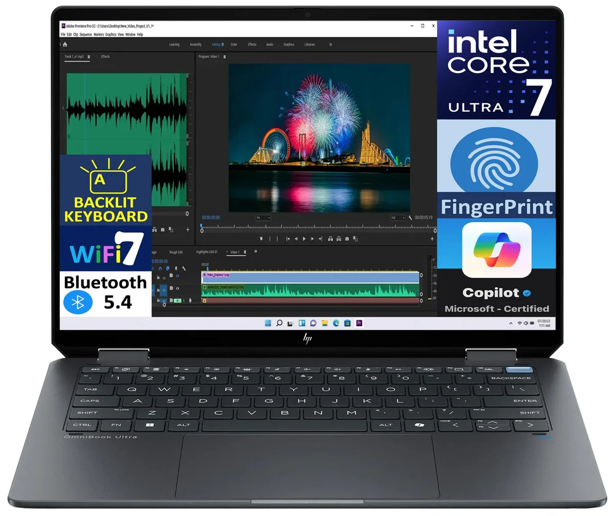 HP HP OmniBook Ultra Flip 2-in-1 14.0" 2.8K Touchscreen Ultra 7-256V 16GB LPDDR5 1TB SSD — product photo