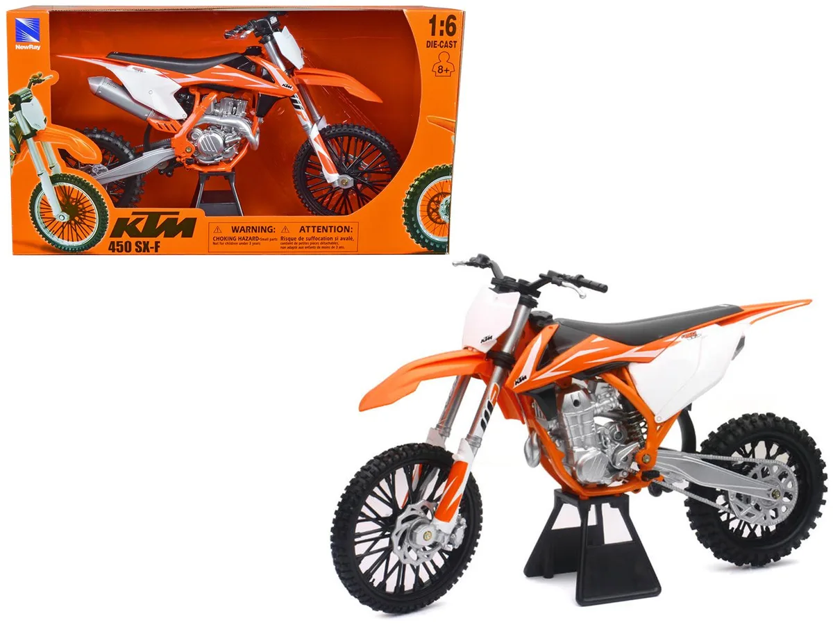 New Ray Toys New Ray Toys 2018 KTM 450 SX-F 1/6 Diecast Motorcycle Orange White hobby collectible — product photo